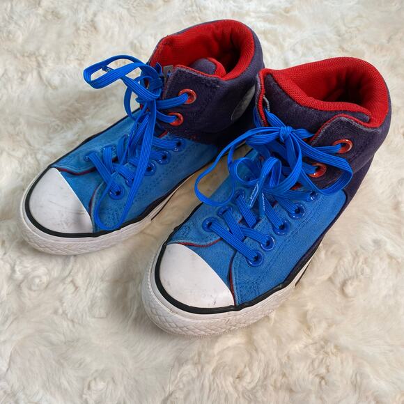 Converse All Star Slip On Sneakers Junior Size 2 Unisex Red White and Blue Shoes - Picture 2 of 11